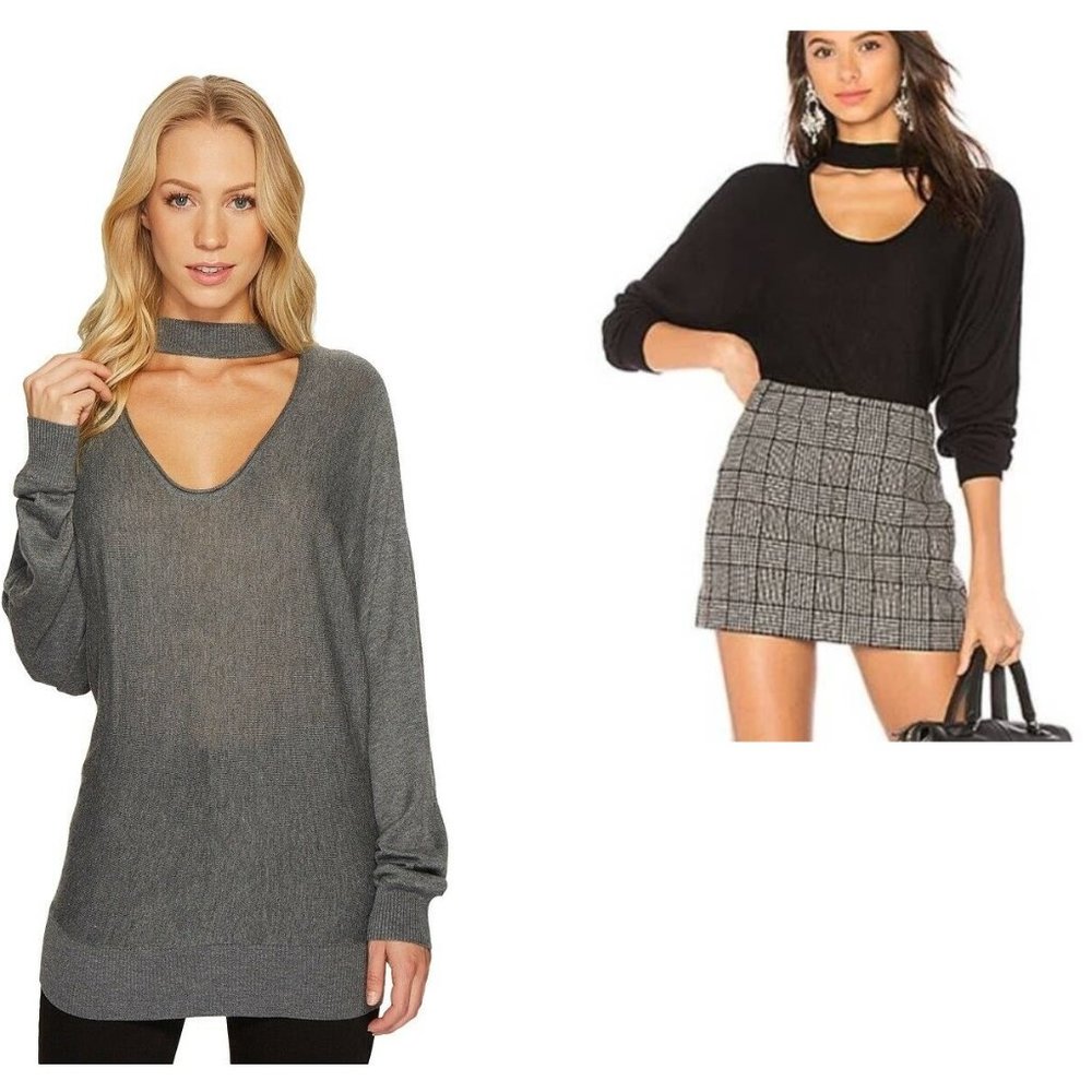 NWT Splendid Women's Kenton Reversible Sweater Gray Or Black Size S M L XL $130